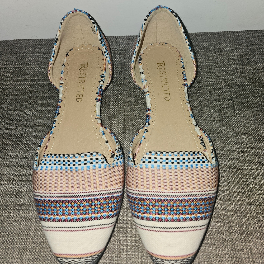 Restricted Women's Striped Flats - Blue, Pink, Cream